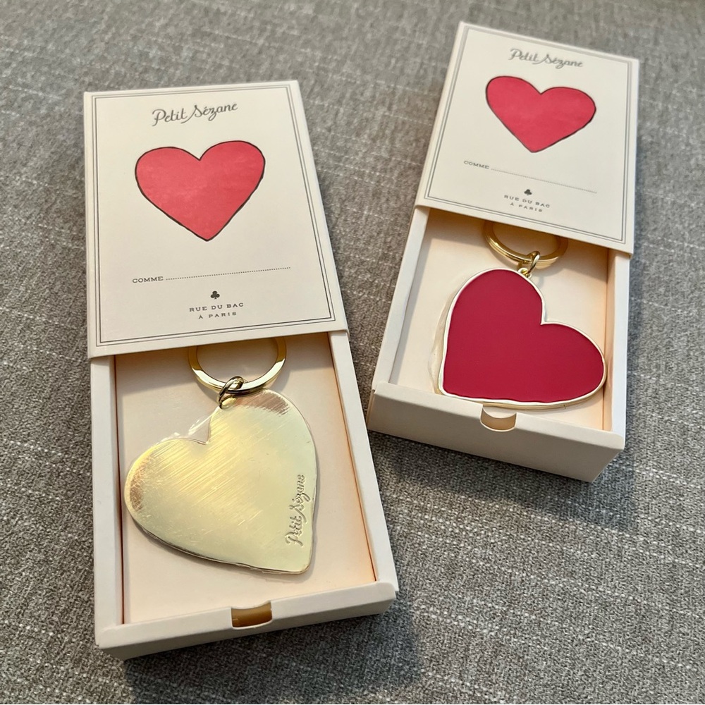 Reserved for @danetteflint - 2 NIB Petit Sézane Red & Gold Heart Keychains